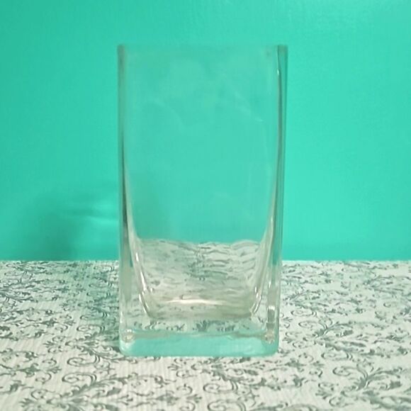 Vintage MCM High Quality Heavy Cut Glass Rectangle Heavy Vase - Picture 6 of 6